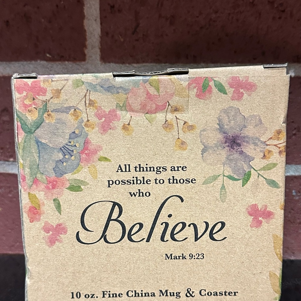 Christian Bible Verse Mug & Coaster Set Mark 9:23 “Believe” Gift 10 oz - Picture 7 of 8
